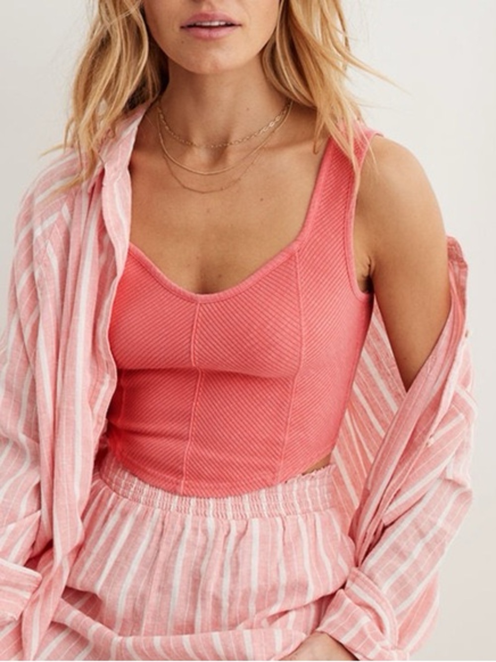 Aerie Cropped Ribbed Corset Tank Top